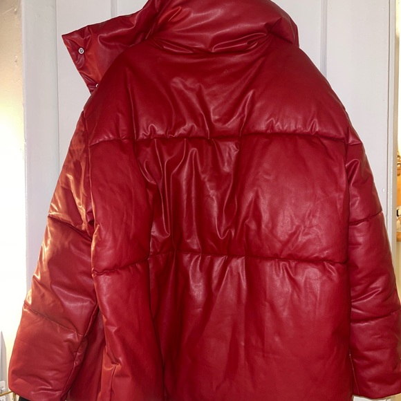 NWOT Anthropologie AVEC LES FILLES Womens L Faux Leather Puffer Coat - Picture 14 of 16